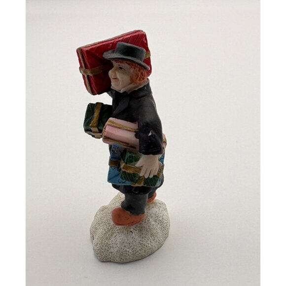 Vintage Christmas Village Figurine Man Holding Gifts Dad Last Minute Shopping - Picture 4 of 7